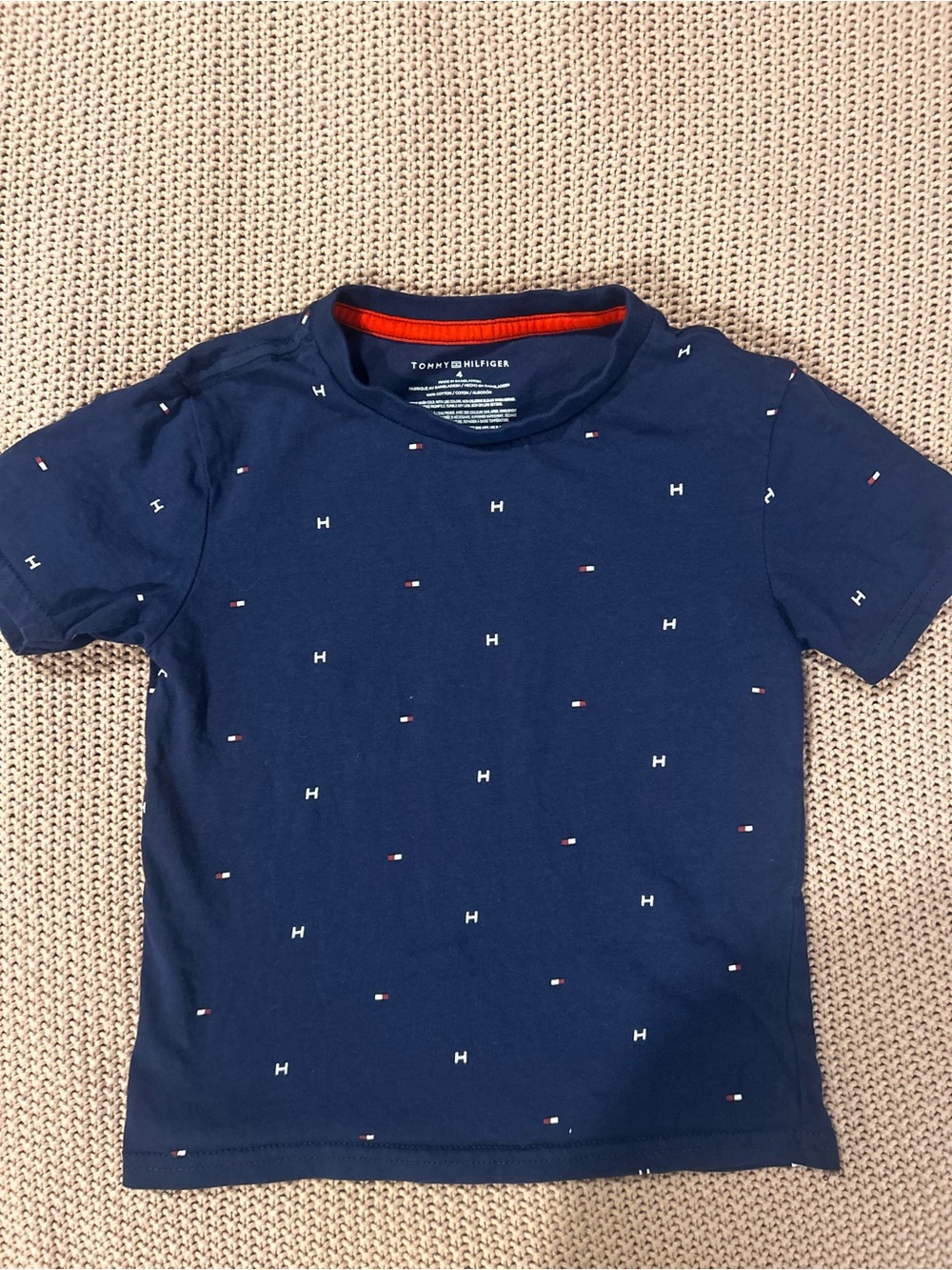 Tommy Hilfiger Boys Navy Logo Print T-Shirt Size 4